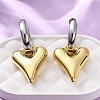 Two Tone Heart Brass Hoop Earrings EJEW-D322-12GP-01B-1