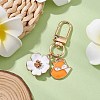 Flower Fox Alloy Enamel Pendant Decoration HJEW-JM02747-2