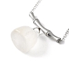 Bamboo with Lotus Seedpod Natural Agate Pendant Necklace NJEW-P260-01P-2