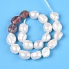 Natural Strawberry Quartz Nuggets & Natural Cultured Freshwater Pearl Beads Strands PEAR-N023-01A-13-3