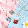 Natural & Synthetic Mixed Gemstone Clover Shamrock Pendant Necklaces NJEW-JN05170-1