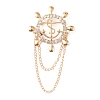 Naval Style Helm & Anchor Rhinestone Brooch for Men Women JEWB-WH0030-01G-1