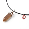 Natural Tiger Eye & Rose Quartz Double Terminated Pointed Pendants Necklaces Set for Couples Best Friends NJEW-JN03676-9