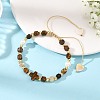 Natural Tiger Eye Faceted Cube Braided Bead Bracelets BJEW-JB14379-02-1