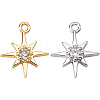 16Pcs 2 Colors Brass Cubic Zirconia Charms ZIRC-BC0001-02-1