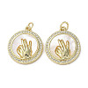 Gesture Theme Brass Micro Pave Cubic Zirconia Pendants KK-G485-18A-G-1