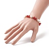 Natural Carnelian(Dyed & Heated) & Pearl Round Beaded Stretch Bracelet for Women BJEW-JB09246-02-4