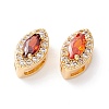 Brass Micro Pave Dark Orange Cubic Zirconia Beads ZIRC-Z019-04G-NR-2