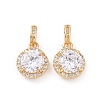 Real 18K Gold Plated Brass Micro Pave Clear Cubic Zirconia Pendants KK-E068-VC435-2