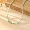 Natural Green Aventurine Rondelle Beaded Necklaces with Brass Beads WG55414-01-1