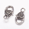 Tibetan Style Heart Lobster Claw Clasps X-LF014Y-2