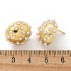 Half Round Brass & ABS Imitation Pearl Stud Earrings EJEW-M077-07G-3