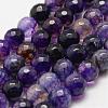 Faceted Natural Crackle Agate Beads Strands G-F447-8mm-G01-1