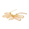 Natural Gemstone & Brass & Iron Brooches JEWB-H034-01G-3