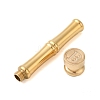 Golden Tone Brass Wax Seal Stamp Head with Bamboo Stick Shaped Handle STAM-K001-05G-B-2