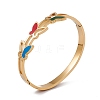 Colorful Enamel Butterfly Hinged Bangle BJEW-L678-05G-1