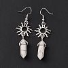 Synthetic Howlite Bullet with Sun Dangle Earrings EJEW-I276-01P-18-4