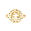 Brass Micro Pave Clear Cubic Zirconia Connector Charms KK-S510-05G-1