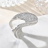 Brass Micro Pave Clear Cubic Zirconia Cuff Open Rings for Women RJEW-L343-15P-2