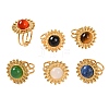 Round Natural Mixed Stone Finger Rings RJEW-Q822-16G-1