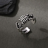 Tibetan Style Alloy Skeleton Open Cuff Rings for Unisex PW-WG3C0F1-01-2