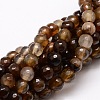 Faceted Natural Agate Round Beads Strands G-E319B-6mm-08-1