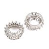 Crown Brass Clear Cubic Zirconia European Beads KK-B186-10P-2