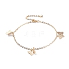 Brass Butterfly Charm Anklets AJEW-AN00281-02-1