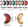 Gorgecraft 72Pcs 9 Colors Crescent Moon Sew On Rhinestones FIND-GF0005-97-2