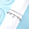 304 Stainless Steel Paperclip & Figaro Chain Bracelets for Women BJEW-JB12445-01-3