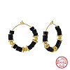 Natural Obsidian Beaded Hoop Earrings EJEW-L294-003G-01-1