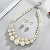 Alloy & Crystal Rhinestone & Plastic Pearl Round Beaded Necklace & Dangle Earring FS-WG9A175-01-4