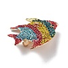 Marine Organism Alloy Rhinestone Brooches JEWB-Z034-03G-01-3