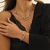 Oval Alloy & Aluminum Link Chain Necklaces & Link Bracelets Sets FS-WG10066-01-4