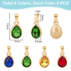 Unicraftale 24Pcs 4 Color Faceted Glass Pendant PALLOY-UN0001-19-3