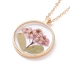 Dry Pressed Real Flower Resin Pendant Necklace NJEW-G088-01KCG-02-2