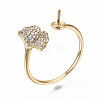 Brass Micro Pave Clear Cubic Zirconia Peg Bails Cuff Finger Ring Settings KK-S356-175G-NF-1