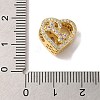 Heart with Paw Print Pattern Rack Plating Brass Micro Pave Cubic Zirconia European Beads KK-G511-05B-G-3