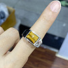 Rectangle Natural Tiger Eye Finger Ring FIND-PW0021-07C-02-1