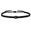 Adjustable Handmade Woven Waxed Cord Braided Bracelets with Acrylic Letter Beads OI4298-5-1
