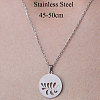 Non-Tarnish 201 Stainless Steel Holllow Leaf Pendant Necklace NJEW-OY001-24-3