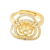 Flower Brass Micro Pave Cubic Zirconia Adjustable Ring Settings KK-K297-18G-2