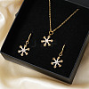 Elegant Brass Micro Pave Clear Cubic Zirconia Snowflake Hoop Earrings & Pendant Necklaces for Women ET8021-1-4