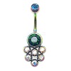 304 Stainless Steel Pave Colorful Cubic Zirconia Curved Barbell Belly Rings FS-WG9F3DF-03-1