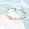 Bowknot 304 Stainless Steel & Rhinestone Cuff Bangles for Women BJEW-Z176-02G-3