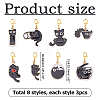 24Pcs 8 Styles Cat Alloy Enamel Pendant Locking Stitch Markers HJEW-HS00078-2