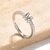 S925 Sterling Silver Adjustable Letter Rings for Women RJEW-M068-01P-M-1