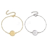 2Pcs 2 Colors 304 Stainless Steel Round Cabochon Setting Bracelets BJEW-JB11090-1