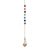 Chakra Mixed Synthetic & Natural Round Gemstone Pointed Dowsing Pendulums PALLOY-JF02520-02-1