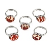 Oval Dyed & Heated Tibetan Style dZi  Natural Agate Adjustable Rings RJEW-C087-04P-04-1